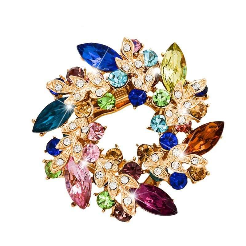 Bauhinia Style Crystal Diamond Brooch – Dual - Use Scarf Pin - Elysian Bijoux