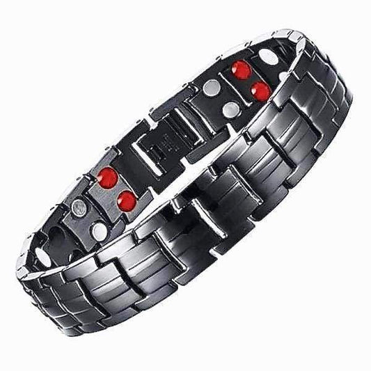Black Magnetic Energy Bracelet for Men – Stainless Steel Health Hand Chain - Elysian Bijoux