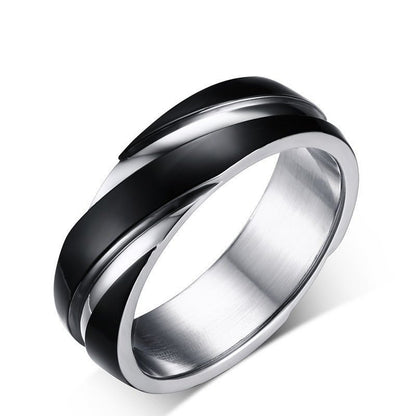 Black Titanium Steel Twill Men's Ring - Elysian Bijoux