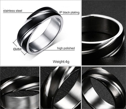 Black Titanium Steel Twill Men's Ring - Elysian Bijoux