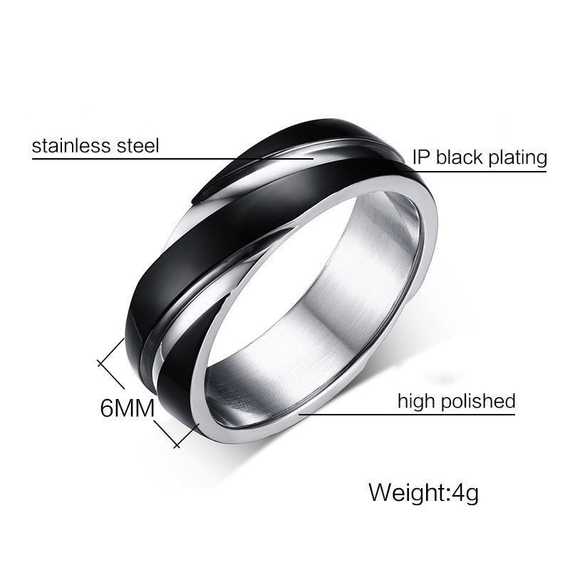Black Titanium Steel Twill Men's Ring - Elysian Bijoux