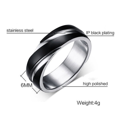 Black Titanium Steel Twill Men's Ring - Elysian Bijoux