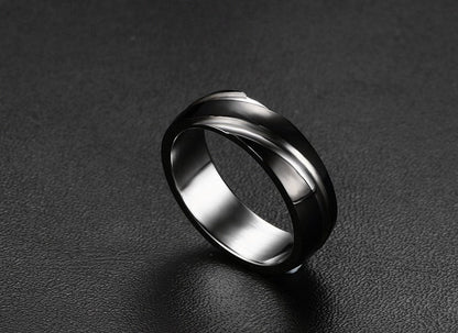 Black Titanium Steel Twill Men's Ring - Elysian Bijoux