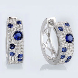 BlueMoon Zircon Round Ear Clips - Elysian Bijoux