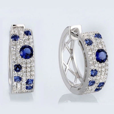 BlueMoon Zircon Round Ear Clips - Elysian Bijoux