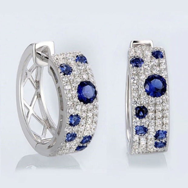 BlueMoon Zircon Round Ear Clips - Elysian Bijoux