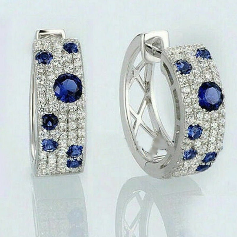 BlueMoon Zircon Round Ear Clips - Elysian Bijoux