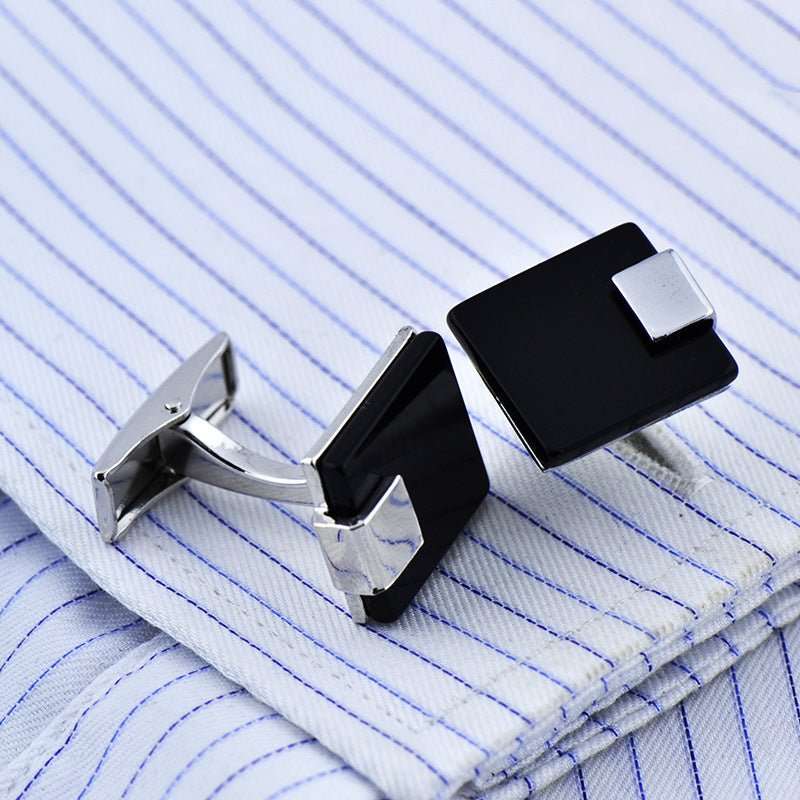 Business Black Agate Cufflinks - Elysian Bijoux