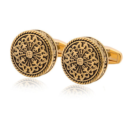 Carved Antique Silver Greek Royal Pattern Cufflinks – High - End Luxury - Elysian Bijoux