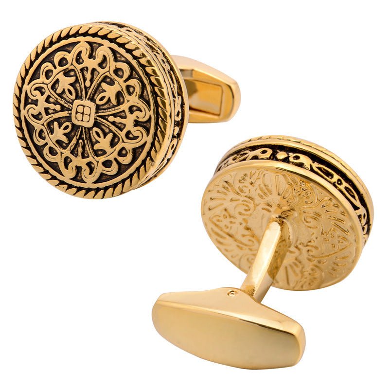 Carved Antique Silver Greek Royal Pattern Cufflinks – High - End Luxury - Elysian Bijoux