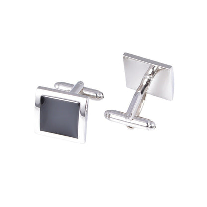 Classic Black Square French Cufflinks – Epoxy Brass Design - Elysian Bijoux