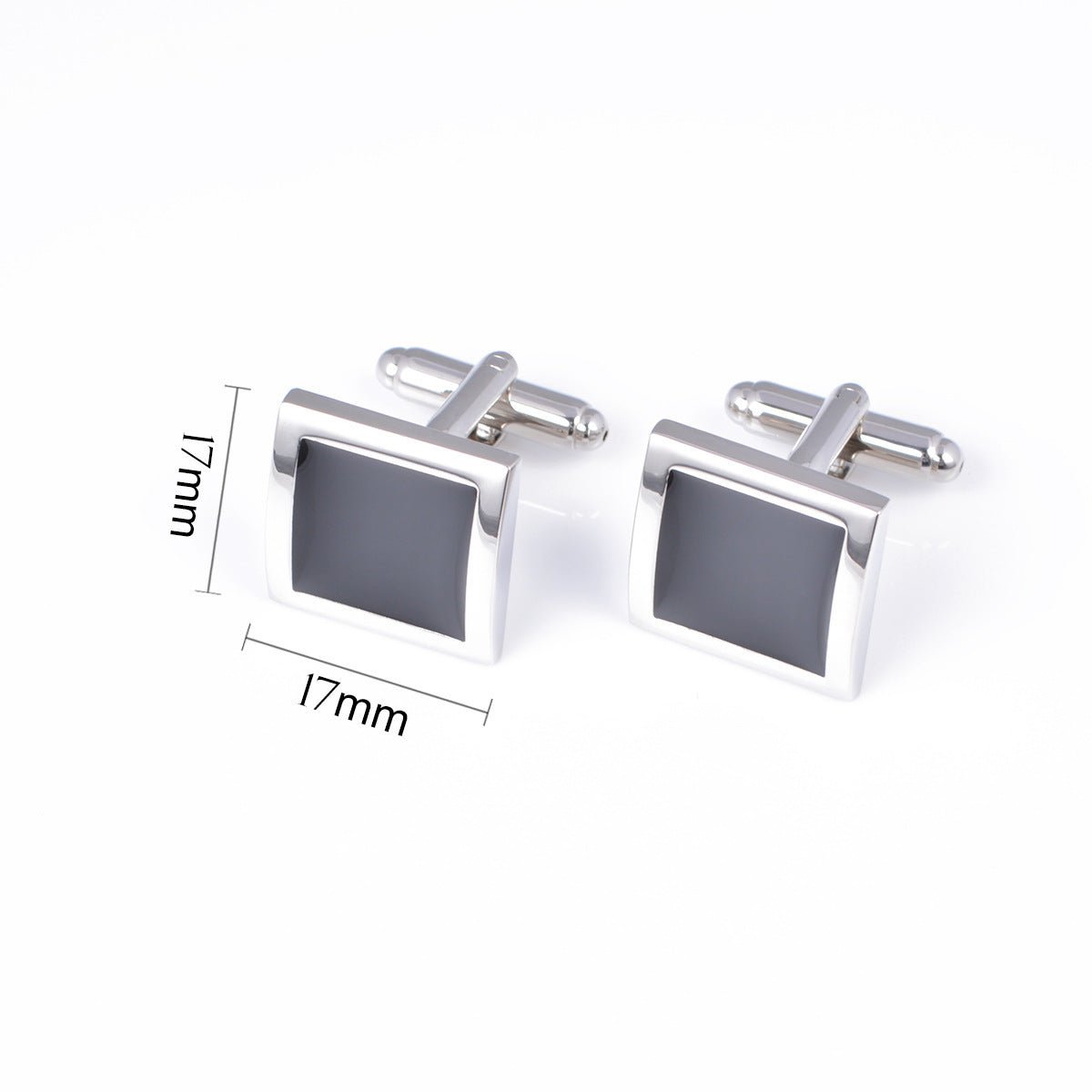 Classic Black Square French Cufflinks – Epoxy Brass Design - Elysian Bijoux