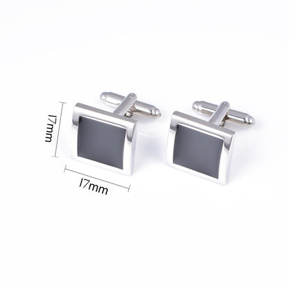 Classic Black Square French Cufflinks – Epoxy Brass Design - Elysian Bijoux
