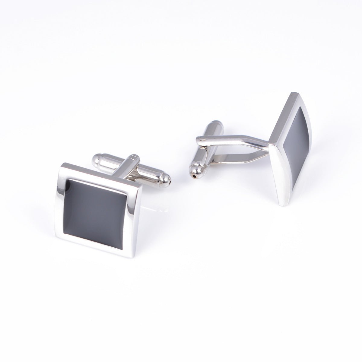 Classic Black Square French Cufflinks – Epoxy Brass Design - Elysian Bijoux