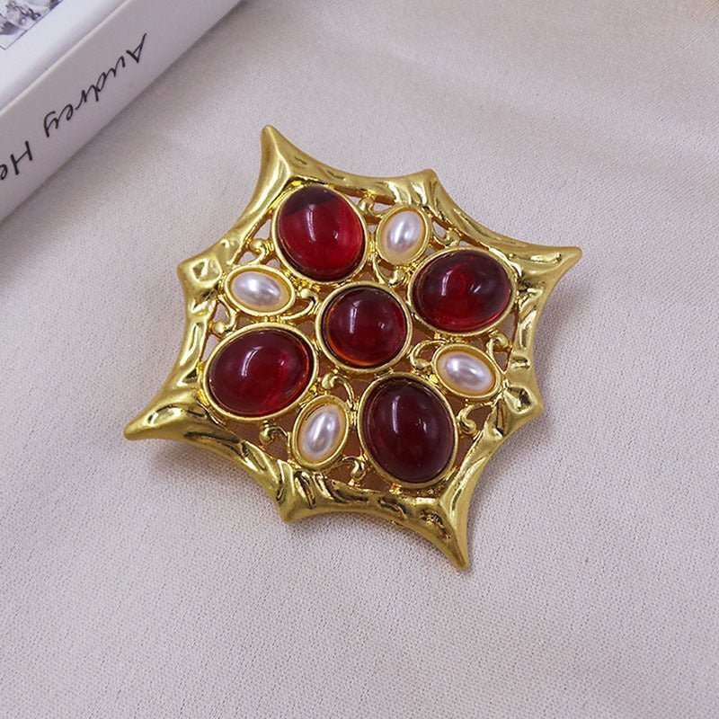 Classic Medieval Baroque Cross Crystal Brooch - Elysian Bijoux