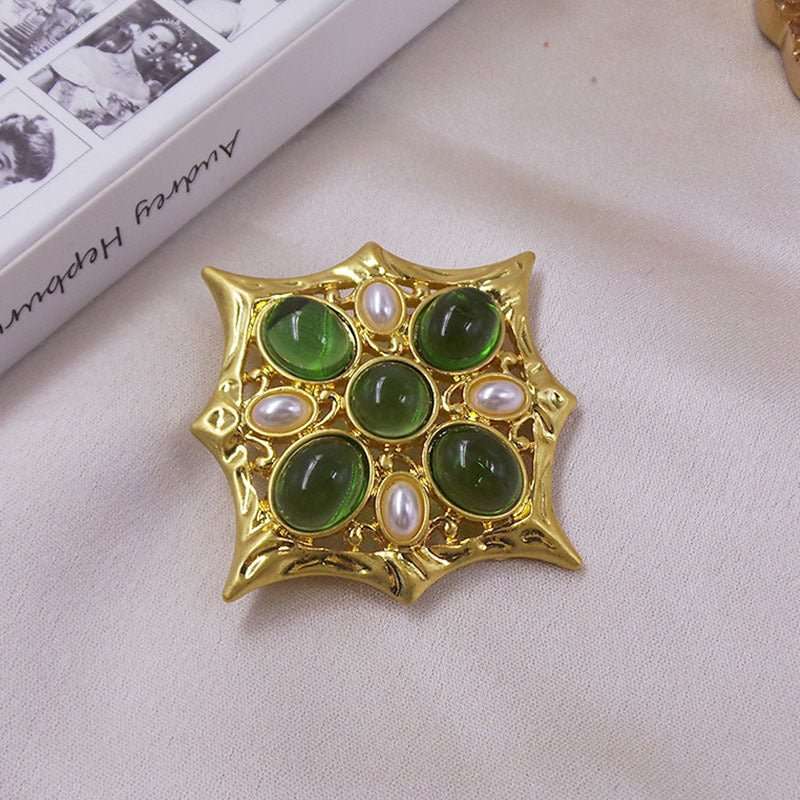 Classic Medieval Baroque Cross Crystal Brooch - Elysian Bijoux