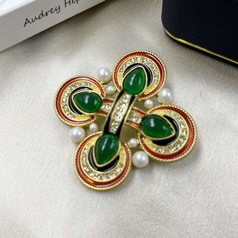 Classic Medieval Baroque Cross Crystal Brooch – Vintage Style - Elysian Bijoux