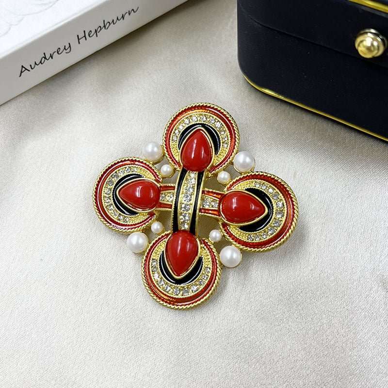 Classic Medieval Baroque Cross Crystal Brooch – Vintage Style - Elysian Bijoux