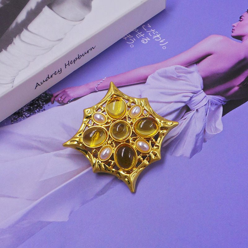 Classic Medieval Baroque Cross Crystal Brooch – Vintage Style - Elysian Bijoux