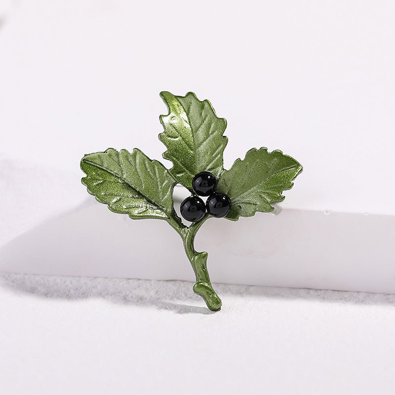 Creative All - Match Green Plant Flower Pearl Brooch - Elysian Bijoux