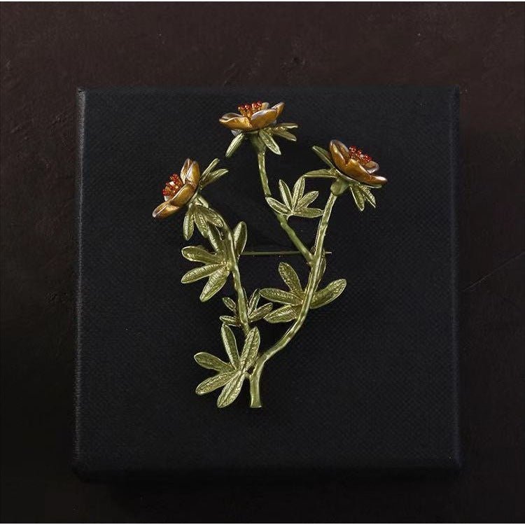 Creative All - Match Green Plant Flower Pearl Brooch - Elysian Bijoux