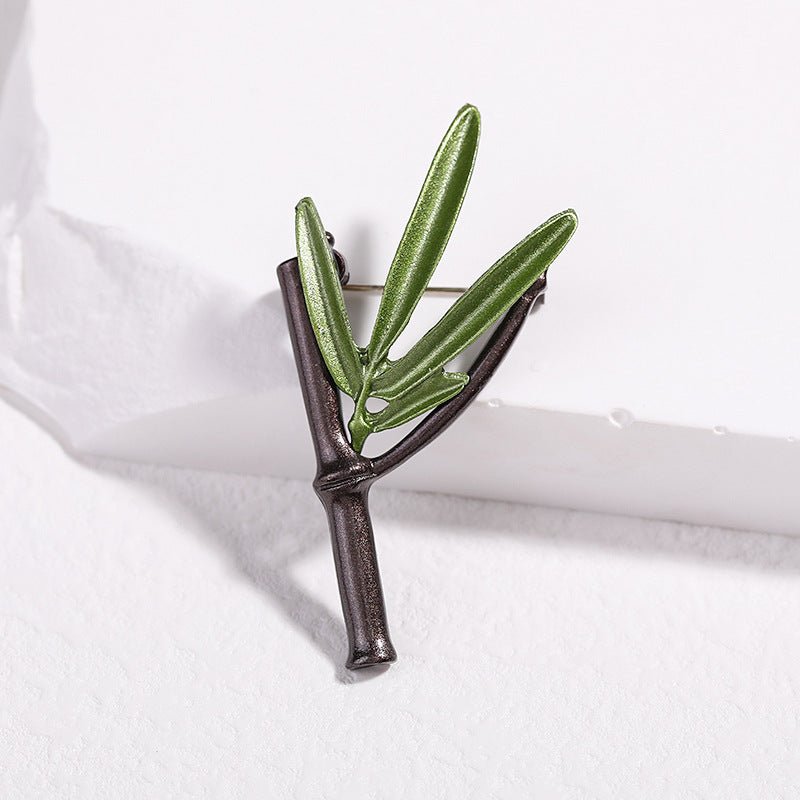 Creative All - Match Green Plant Flower Pearl Brooch - Elysian Bijoux