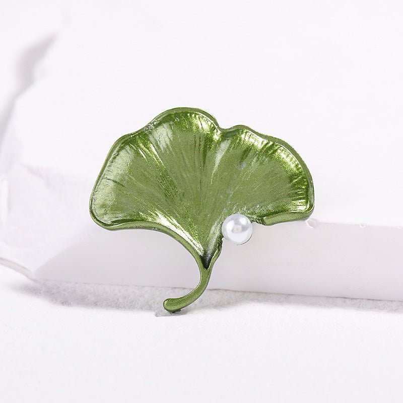 Creative All - Match Green Plant Flower Pearl Brooch - Elysian Bijoux