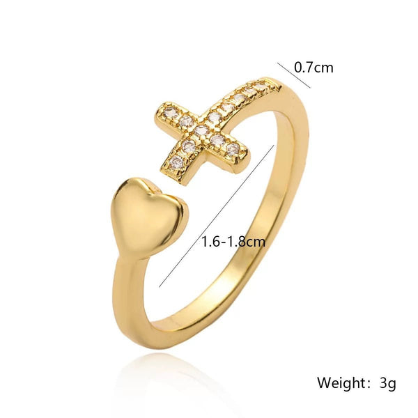 CrossHeart Open CZ Ring - Elysian Bijoux