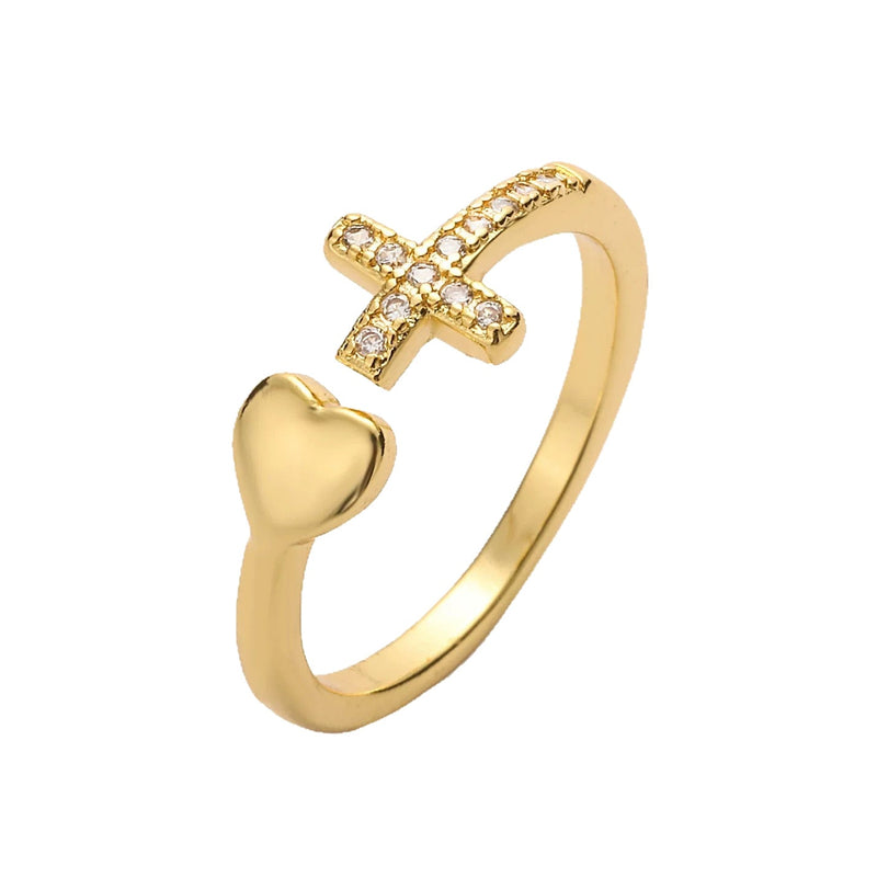 CrossHeart Open CZ Ring - Elysian Bijoux