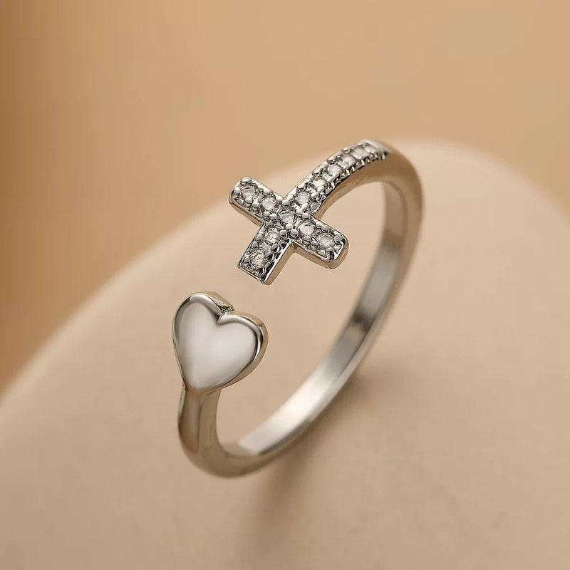 CrossHeart Open CZ Ring - Elysian Bijoux