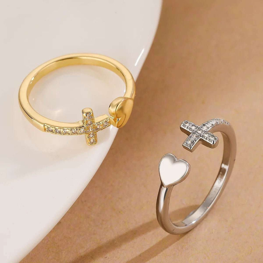 CrossHeart Open CZ Ring - Elysian Bijoux