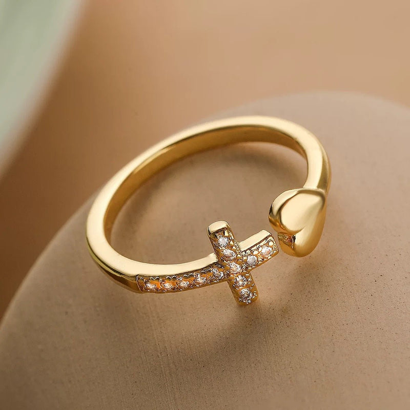 CrossHeart Open CZ Ring - Elysian Bijoux