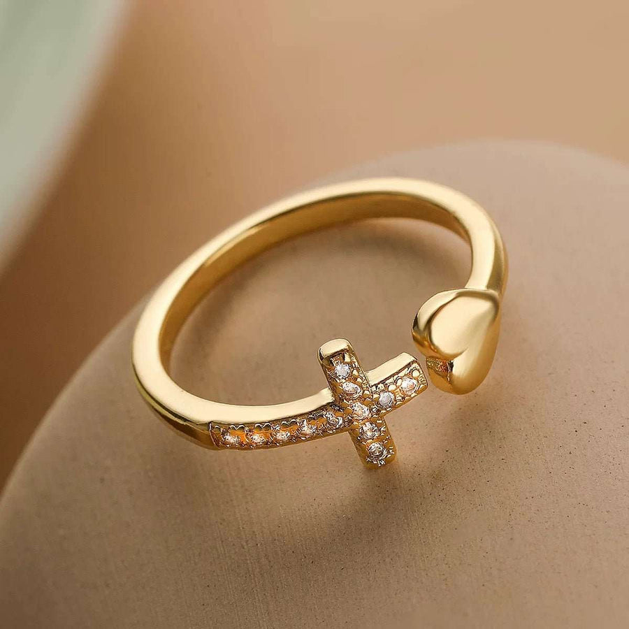 CrossHeart Open CZ Ring - Elysian Bijoux
