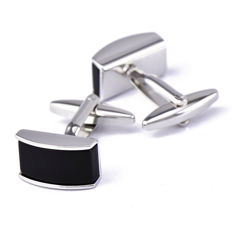 Curved Black Agate Cufflinks - Elysian Bijoux