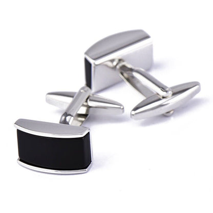 Curved Black Agate Cufflinks - Elysian Bijoux