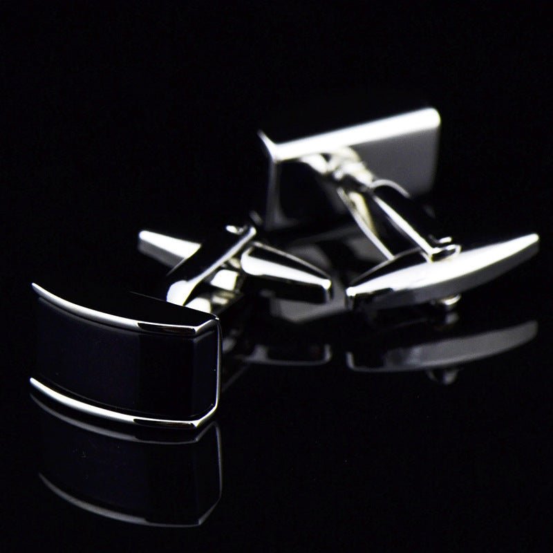 Curved Black Agate Cufflinks - Elysian Bijoux