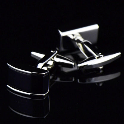 Curved Black Agate Cufflinks - Elysian Bijoux