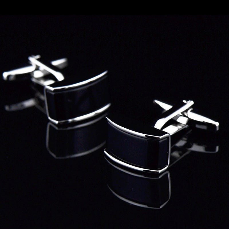 Curved Black Agate Cufflinks - Elysian Bijoux