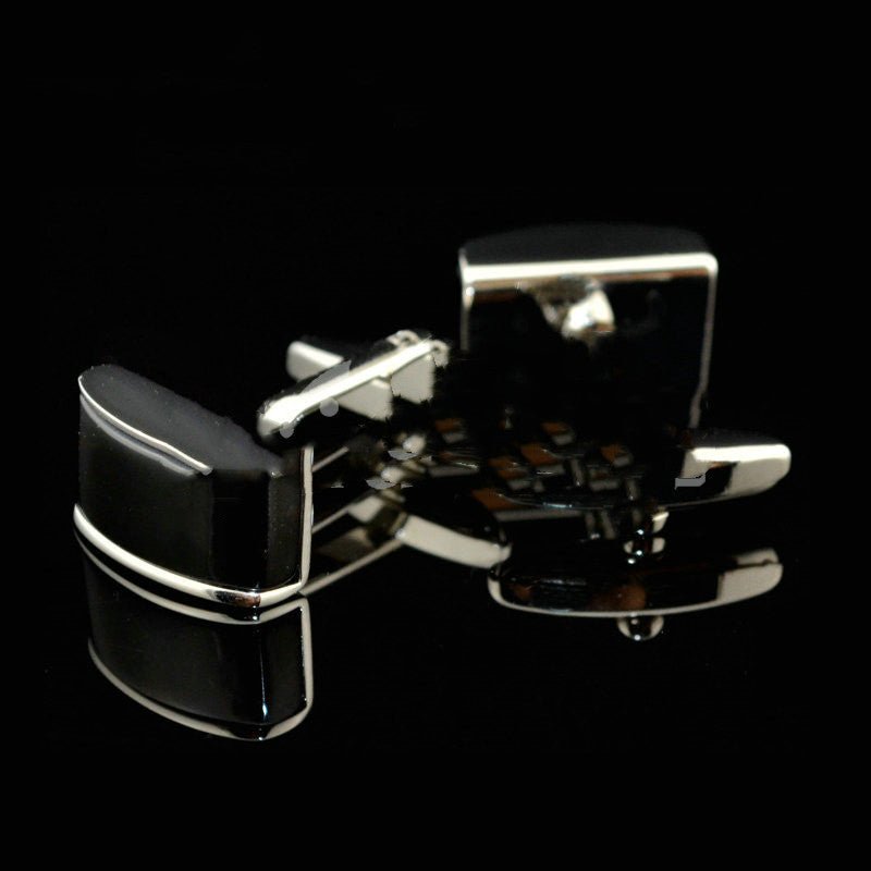 Curved Black Agate Cufflinks - Elysian Bijoux