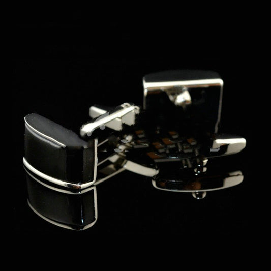 Curved Black Agate Cufflinks - Elysian Bijoux