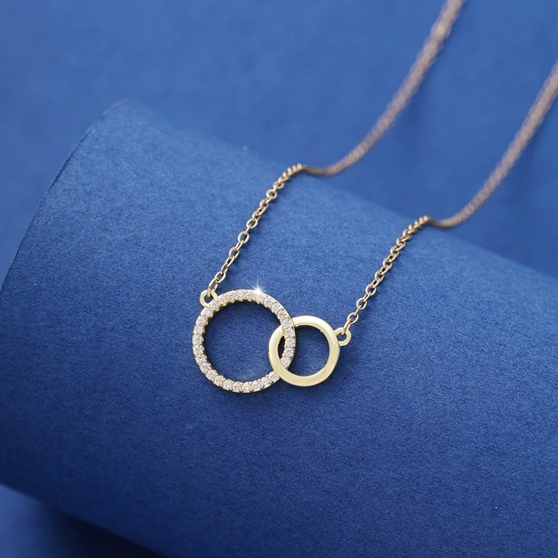 DualAura™ Asymmetrical Double Ring Necklace - Elysian Bijoux