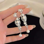 Étoile Pearl & Zircon Tassel Earrings - Elysian Bijoux