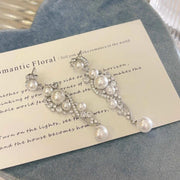 Étoile Pearl & Zircon Tassel Earrings - Elysian Bijoux