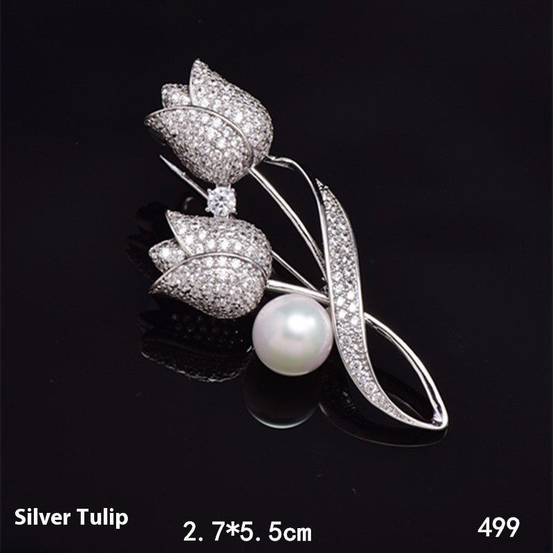 Fashionable Elegant High - end Exquisite Micro - inlaid Zircon Brooch - Elysian Bijoux