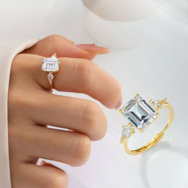 FrostSquare Open Zircon Ring - Elysian Bijoux