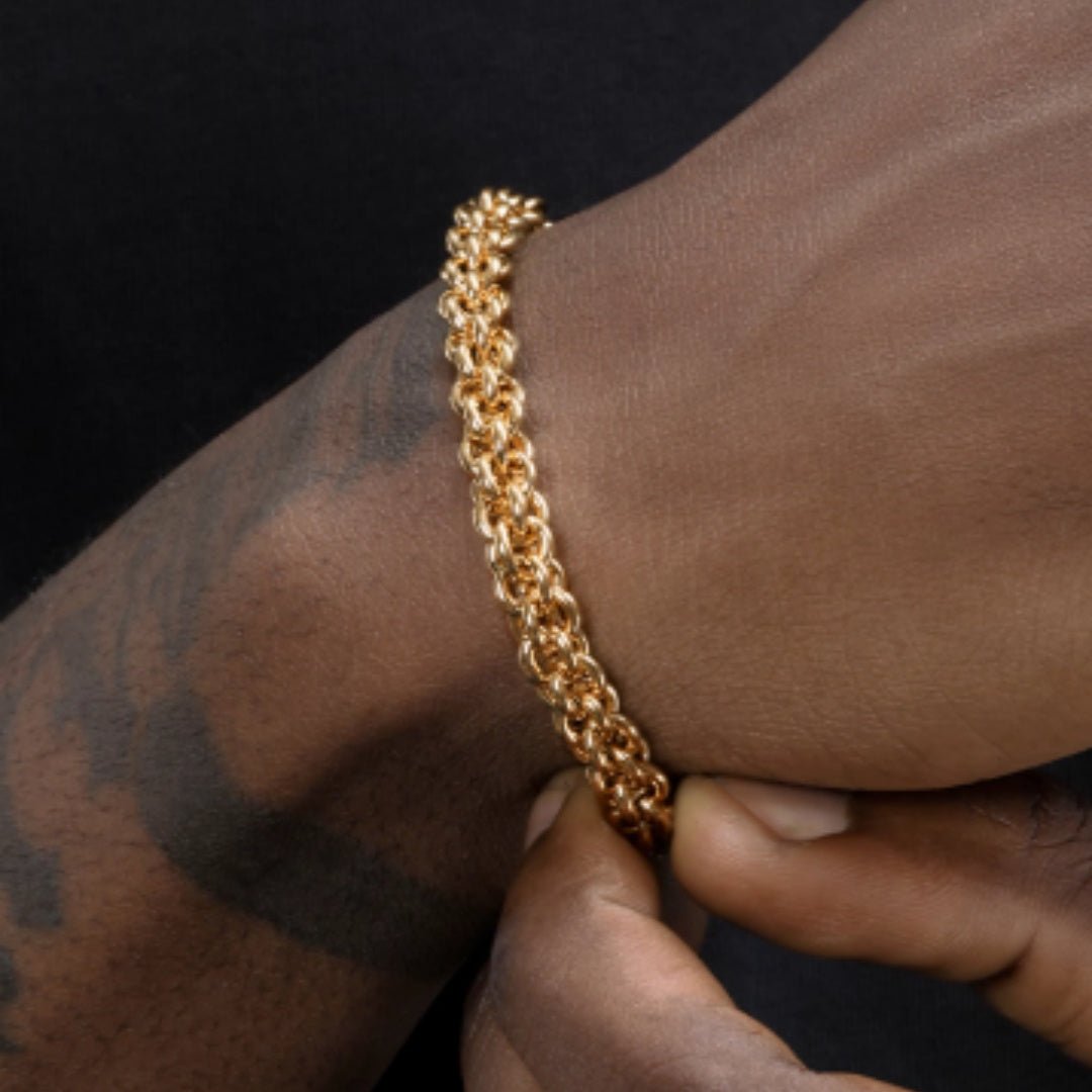 Gold Titanium Steel Bracelet – Unisex Hip Hop Trend - Elysian Bijoux
