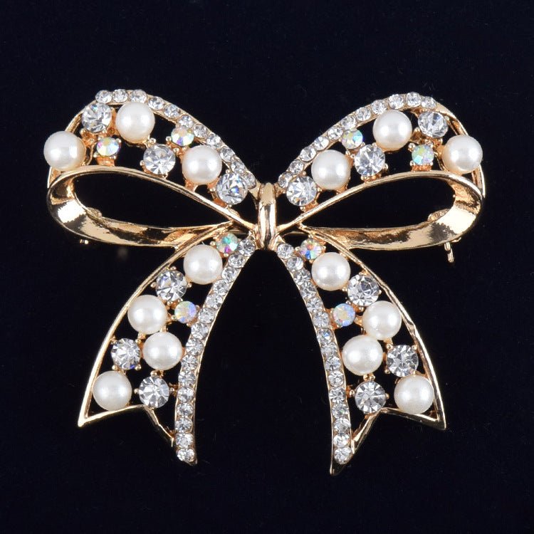 Graceful Bow Pearl Brooch – Women’s Fashion All - Match Accessory - Elysian Bijoux