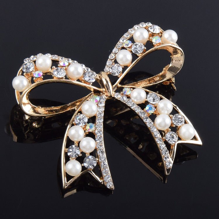 Graceful Bow Pearl Brooch – Women’s Fashion All - Match Accessory - Elysian Bijoux