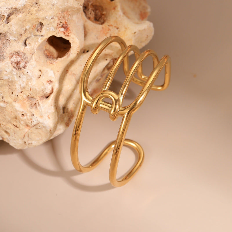 Heartline 18K Open Cuff - Elysian Bijoux