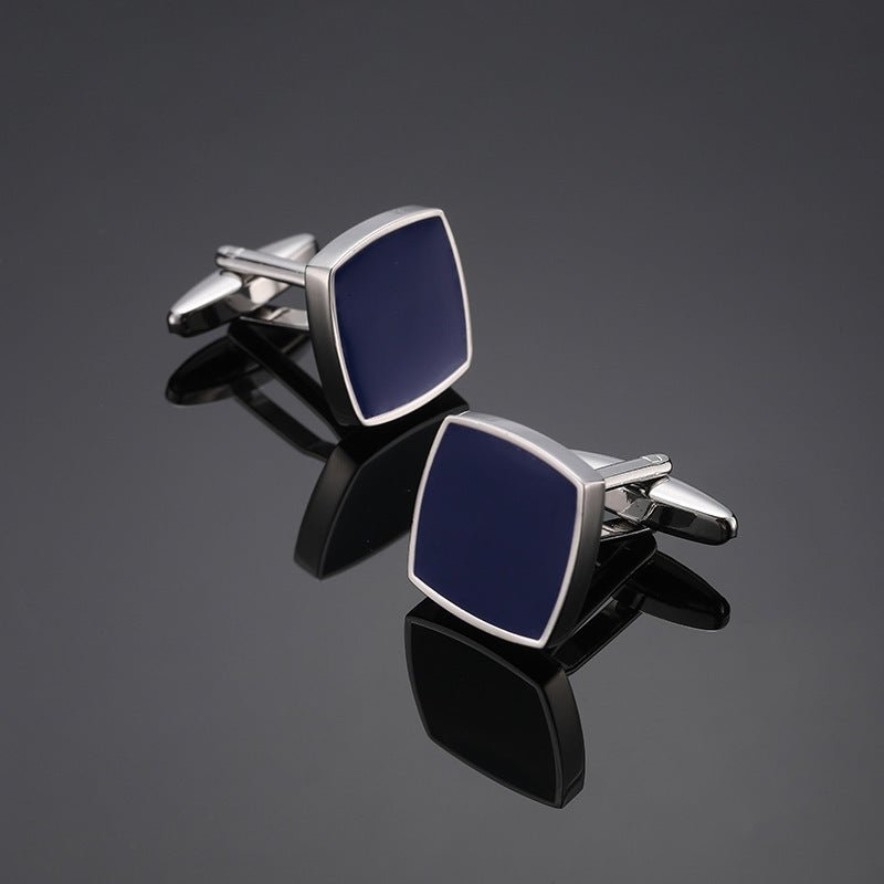 High Quality Men’s French Shirt Cufflinks – Square Blue Background - Elysian Bijoux